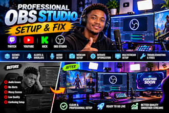 setup and fix obs studio for twitch youtube kick and live streaming