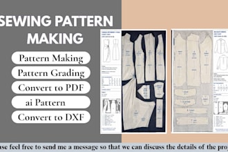 do all kind of clothing sewing pattern, cosplay, ai pattern