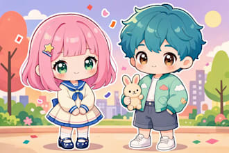 draw cute anime chibi character or illustration