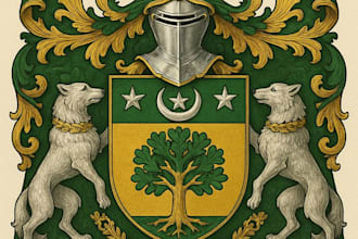 do crest, coat of arm and heraldic vintege logo design