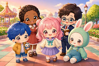 draw chibi anime or chibi cartoon character illustration