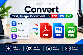 convert text, images and documents to PDF, jpg and png files
