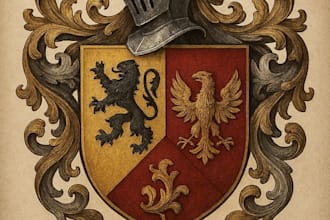 design a luxury heraldic family crest and coat of arms logo
