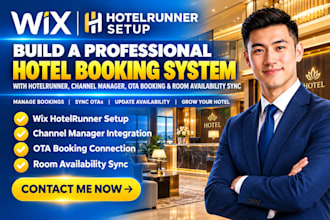 do wix website hotelrunner setup, channel manager ota booking, room availability