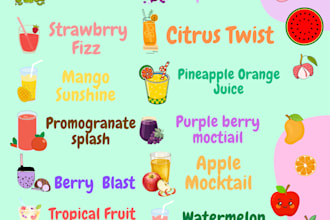 create colorful food and drink posters