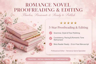 proofread and edit your romance novel with passion