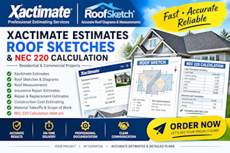 create xactimate estimates, roof sketches and nec 220 calculation