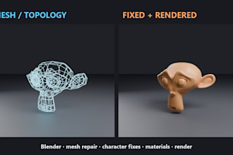 fix, clean up and render your blender 3d model or character