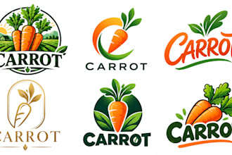 design a professional organic food, vegetable, farming, healthy food carrot logo