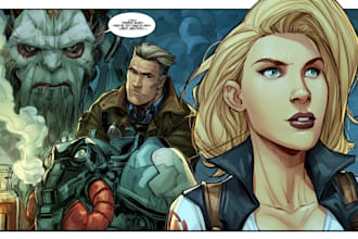 illustrate immersive comic book scenes with cinematic detail