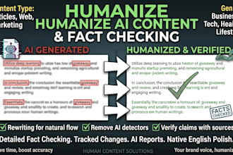 humanise ai content, proofread, and fact check your articles