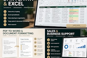 provide data entry, typing, admin support and sales consulting