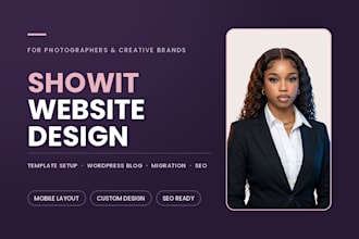 design, redesign and customize showit website for creatives and photograhers