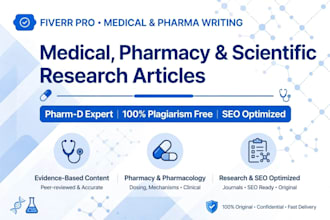 write medical, pharmacy, health and scientific research articles