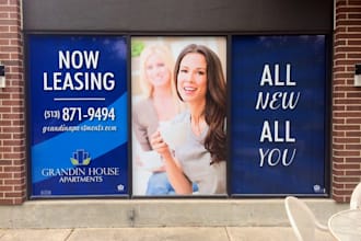 signage design shopfront window graphics 3d letter real estate yard open house