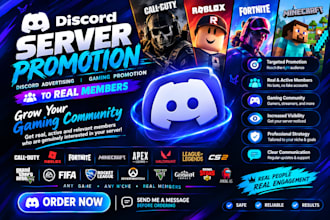 professional discord server, discord advertise, gaming promotion ,to real member