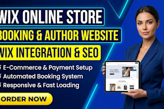 build wix online store booking website, wix author website, wix integration