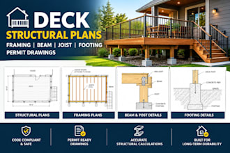 design deck structural plans framing beam joist footing permit drawings