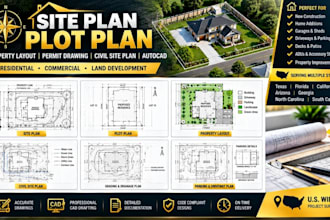 site plan plot plan property layout permit drawing civil site plan autocad plans