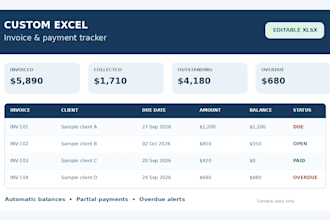 create a custom excel invoice and payment tracker
