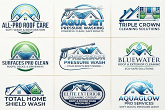design roof cleaning power washing and pressure washing logo for you