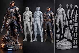 custom 3d action figure, 3d sculpting modeling, 3d printable action figure