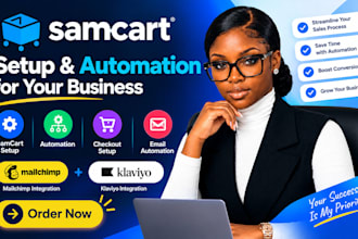 do samcart setup,automation ,checkout setup,email automation,mailchimp integrat