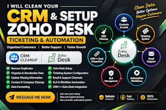 clean your CRM and setup zoho desk ticketing and automation