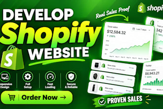 do shopify website design, create shopify store, or shopify dropshipping store