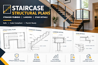 design staircase structural plans stringer framing landing and stair details