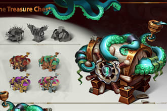 create high quality 2d game assets, props, icons, objects