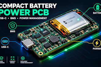 battery power pcb with usb c charging, protection, compact power management bms