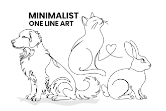 draw custom minimalist pet line art portrait from your photo