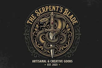 do creative snake and dagger logo for your shop