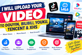 upload your video to douyin bilibili youku tencent and xhs
