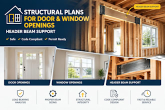 design structural plans for door window openings header beam support