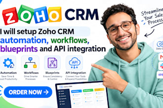 setup zoho CRM automation, workflows, blueprints and API integration