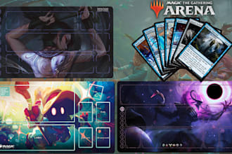 design custom playmat illustration for tcg,mtg, pokemon trainer, board game map