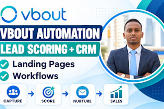 set up vbout email automation lead scoring CRM landing pages and workflows
