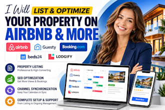 list, optimize your property on airbnb, guesty, bookingcom, sync beds24 lodgify