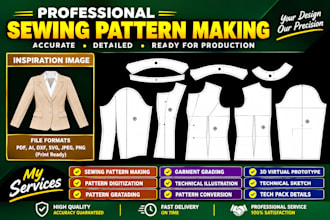 create a pattern making clothing pattern, pattern design pattern converting, cad