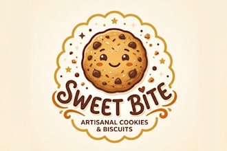 make awesome sweet cookie biscuit logo design