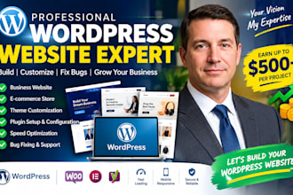 build wordpress website, business website wordpress customization fix bug