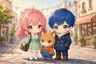 do cute custom chibi avatar and chibi character illustration