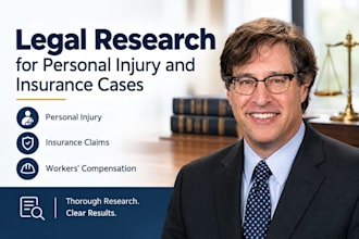 provide legal research for personal injury, insurance   and workers compensation