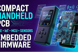 design compact handheld pcb, ble, sensors, iot, mcu and embedded firmware