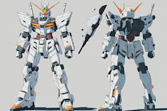 draw a illustration and concept mecha, gundam
