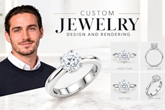 create photorealistic 3d jewelry rendering and custom jewelry design for brands