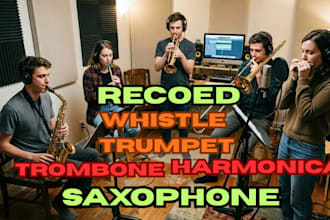record saxophone, whistle, trumpet, trombone, harmonica for your song