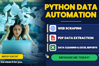 do python web scraping, automation and pdf data extraction